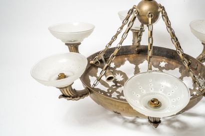 GEORGES LELEU (1883- 1961).
Lustre à structure...