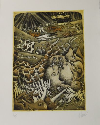 Albert LEMANT (1953-).
Arche de Noé, 2002.
Gravure...