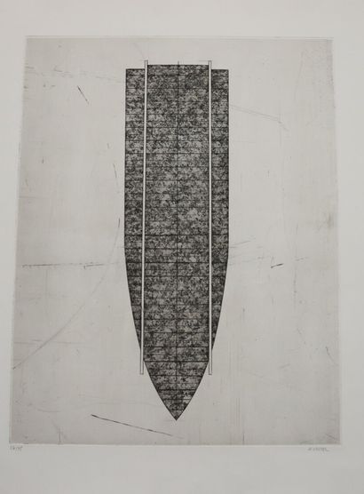 Axel CASSEL (1955-2015).
Serait Aile (plan).
Gravure...