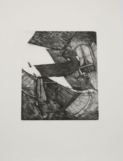 École française du XXè.
La véranda.
Gravure...