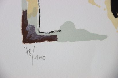 École française du XXè.
Composition abstraite.
Lithographie...