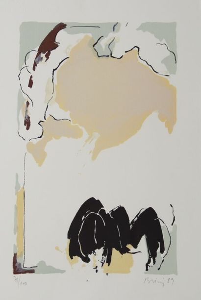 École française du XXè.
Composition abstraite.
Lithographie...
