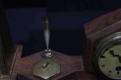 Lampe de bureau pendule encrier double f...