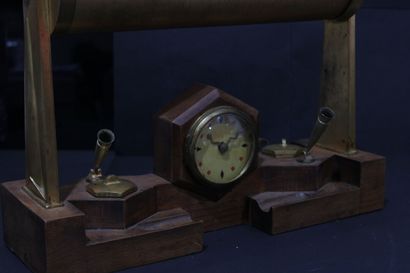 Lampe de bureau pendule encrier double f...