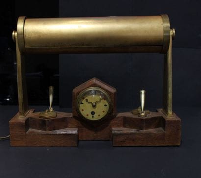 Lampe de bureau pendule encrier double f...