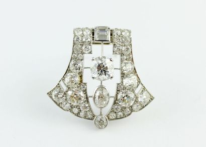 Broche / clip d'époque art déco en or gris...
