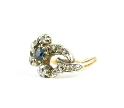 Bague en or jaune et gris 18K (750/1000)...