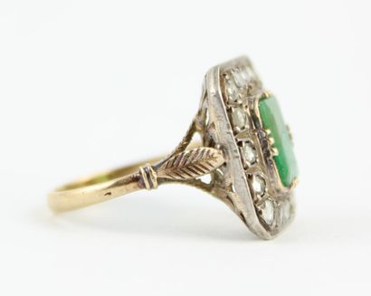 Bague en or jaune 18K (750/1000) et argent...