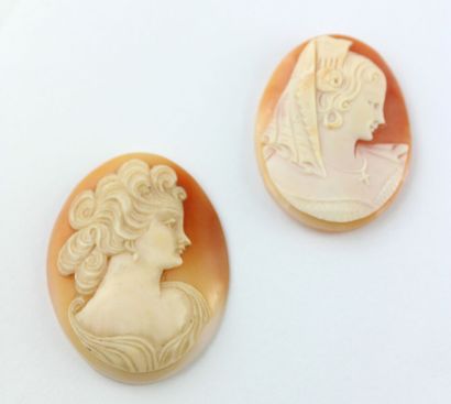 Ensemble de 4 camées coquille figurant des...
