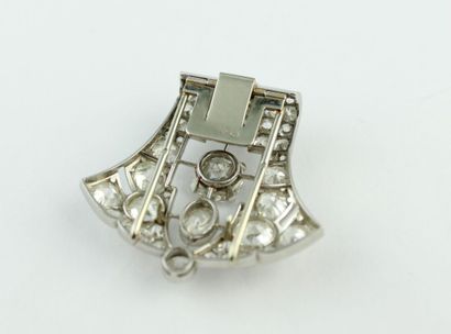 Broche / clip d'époque art déco en or gris...