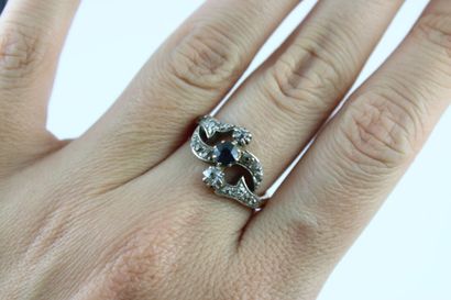 Bague en or jaune et gris 18K (750/1000)...