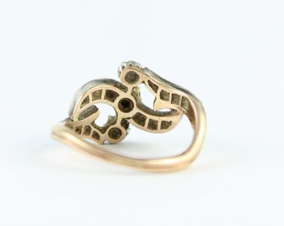 Bague en or jaune et gris 18K (750/1000)...