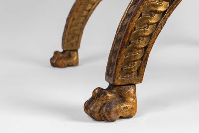 Tabouret curule en bois doré ( redoré) et...