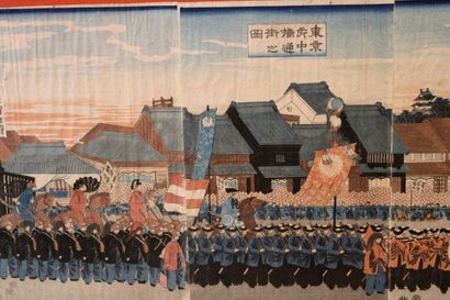 YOSHITOSHI (1839-1892) 
Long polyptyque assemblant...