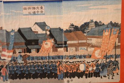 YOSHITOSHI (1839-1892) 
Long polyptyque assemblant...