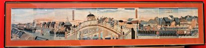 YOSHITOSHI (1839-1892) 
Long polyptyque assemblant...