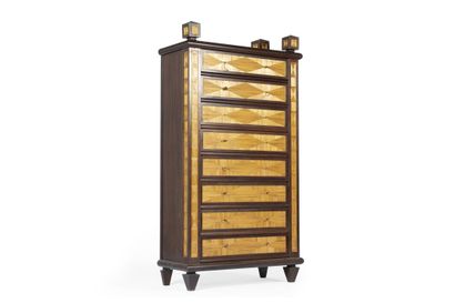 SEMAINIER EN BOIS 
Recouvert de marqueterie...