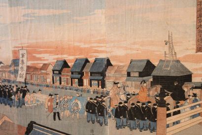 YOSHITOSHI (1839-1892) 
Long polyptyque assemblant...