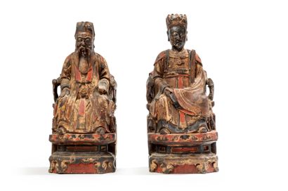 CHINE DU SUD, XIXe SIÈCLE
Couple d'ancêtres...