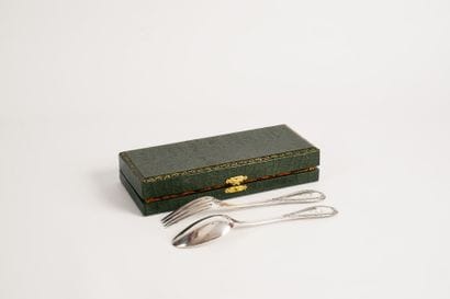 Cuillère et fourchette argent 950/1000, modèle...