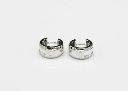 Pair of 18K (750/1000) white gold mini hoop...