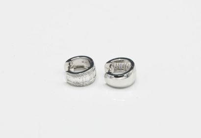 Pair of 18K (750/1000) white gold mini hoop...