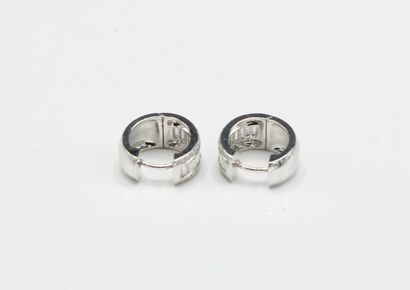 Pair of 18K (750/1000) white gold mini hoop...