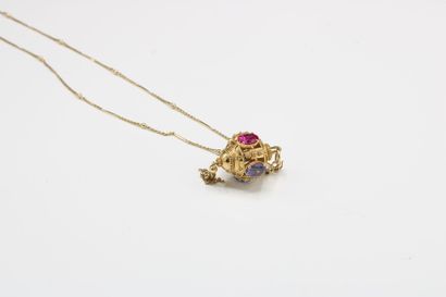 Necklace composed of a chain and a cylindrical...