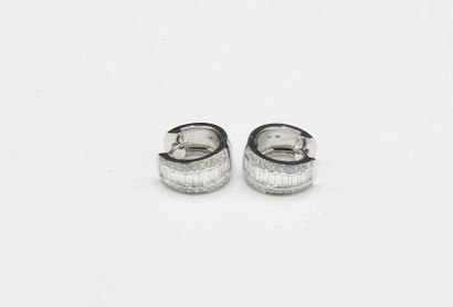 Pair of 18K (750/1000) white gold mini hoop...