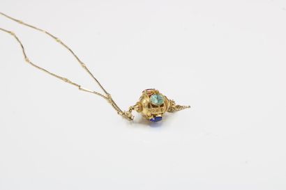 Necklace composed of a chain and a cylindrical...