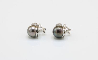 Pair of 18K (750/1000) white gold earrings...