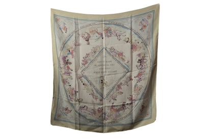 HERMES
Cream silk square with yellow edges...
