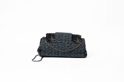 CHANEL
Tweed flap bag, black damask nylon...
