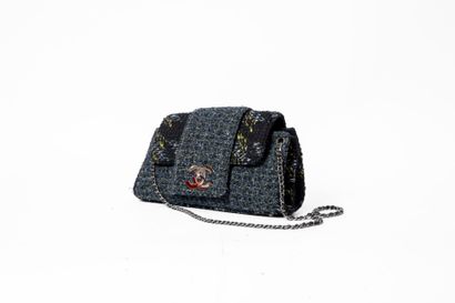CHANEL
Tweed flap bag, black damask nylon...