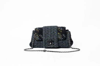 CHANEL
Tweed flap bag, black damask nylon...