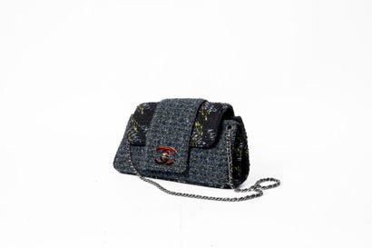 CHANEL
Tweed flap bag, black damask nylon...