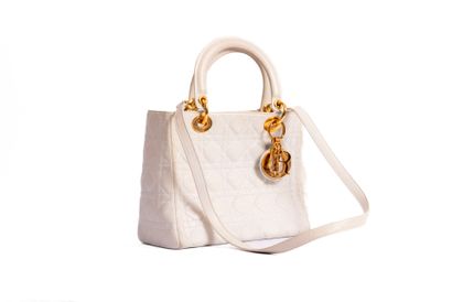 CHRISTIAN DIOR
Lady Dior bag in white quilted...