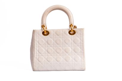 CHRISTIAN DIOR
Lady Dior bag in white quilted...