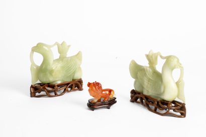 CHINA, 20th century
Meeting of three carved...