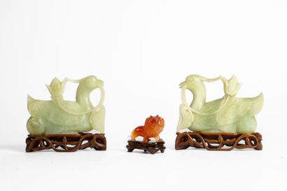 CHINA, 20th century
Meeting of three carved...