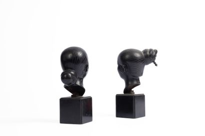 INDOCHINA, 20th century
Pair of female busts...