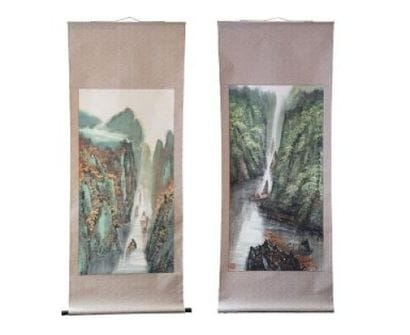 CHINA, 20th century
Pair of ink-painted paper...