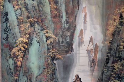 CHINA, 20th century
Pair of ink-painted paper...