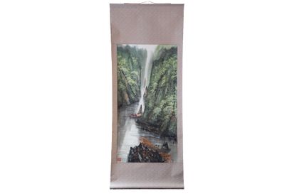 CHINA, 20th century
Pair of ink-painted paper...
