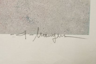 Alferio MAUGERI (1933) 
Paysage hivernal
Lithographie
Signée...