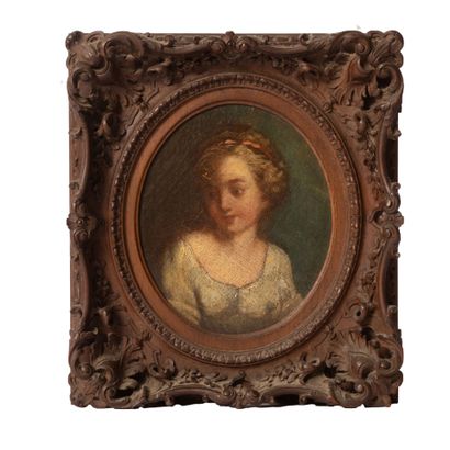 ECOLE DU XIXème
Portrait de jeune fille 
Miniature...