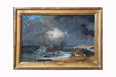 Ecole française (XIX)
Tempête en Grèce
Huile...