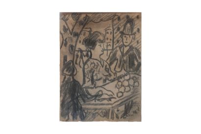 Louis-Mathieu VERDILHAN (1875-1928)
Le Marché.
Fusain.
Signé...