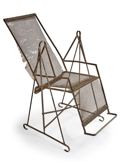 Fauteuil à bascule en fer forgé, à structure...