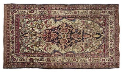 Fin et ancien tapis KIRMAN LAVER (Perse),...